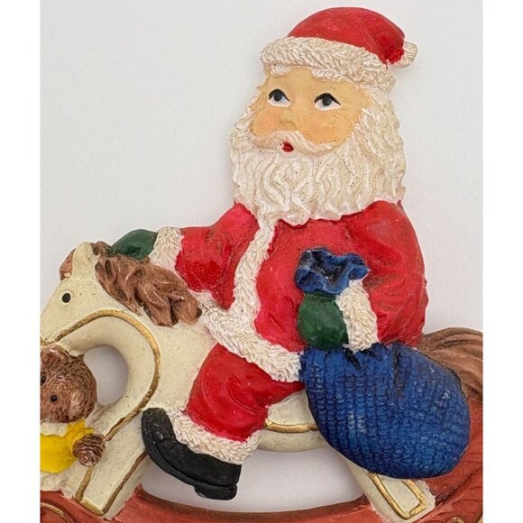 Vintage Santa Claus On Rocking Horse Christmas Refrigerator Magnet - Picture 5 of 6